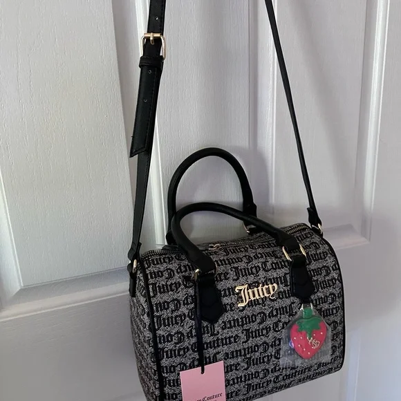 Juicy Couture Black and Gray Satchel with Monogram Print - Picture 3 of 4